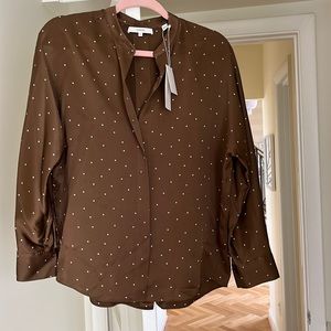 VINCE 100% silk blouse - Dot Print Popover